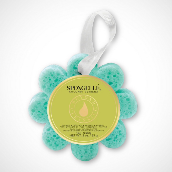 Spongellé Coconut Verbena Body Wash Infused Buffer® – tropical scented bath sponge and moisturizing body buffer