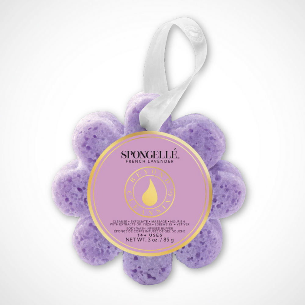 Spongellé French Lavender Body Wash Infused Buffer® – soothing lavender bath sponge and relaxing body buffer gift