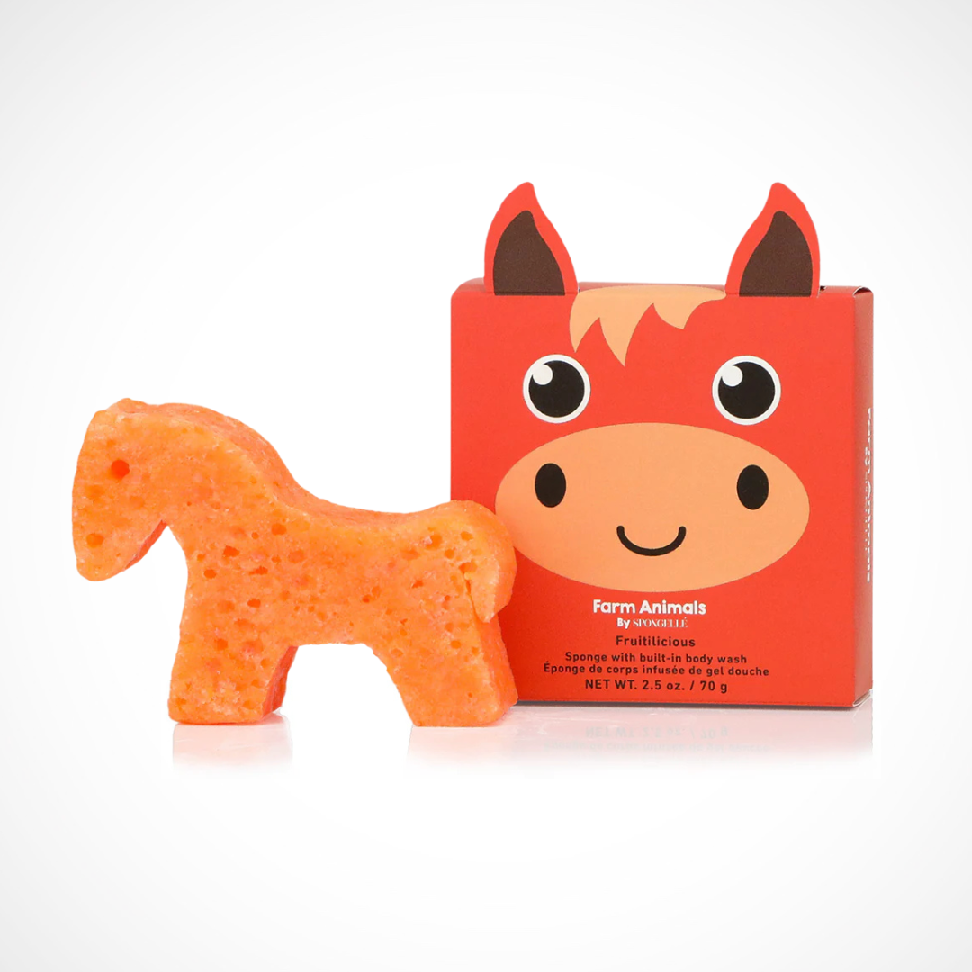 Spongellé Henry Horse Kids Body Wash Infused Buffer® – fruity scented bath sponge for children in horse gift box