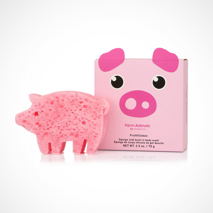 Spongellé Peggy Pig Kids Body Wash Infused Buffer® – gentle kids bath sponge with sweet fruit scent in pig gift box