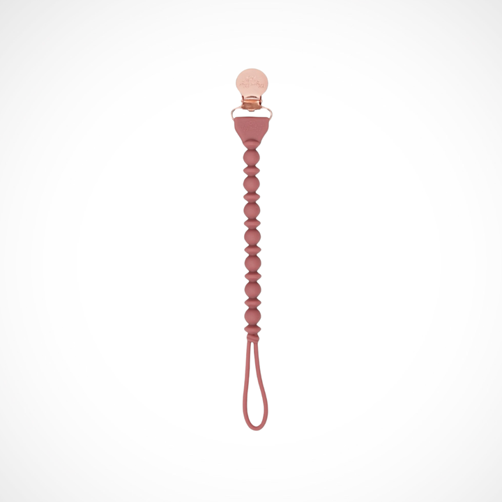 Rosewood Silicone One-Piece Pacifier Clip