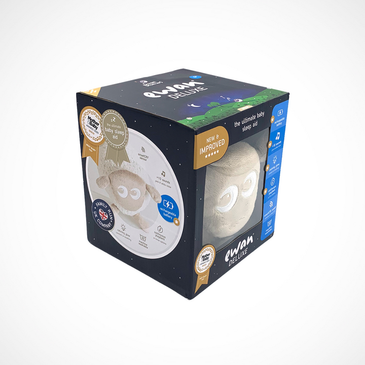 Ewan the Sleep Sheep Deluxe – rechargeable baby sleep aid plush with soothing sounds and red glow